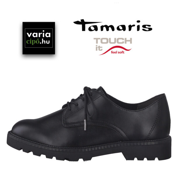 Tamaris fűzős félcipő, fekete, 1-23605-29-020-black