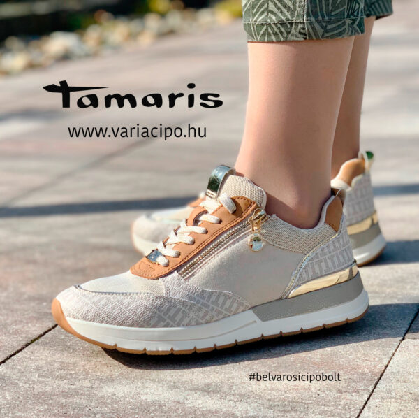 Tamaris sportos utcai cipő,1-23732-29 488 ivory/nut comb