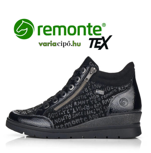 Remonte Tex bokacipő nyomott mintával, fekete, r0773-03-black