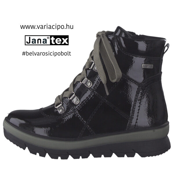 Jana Tex bakancs, fekete lakk, 8-26266-29-001-black