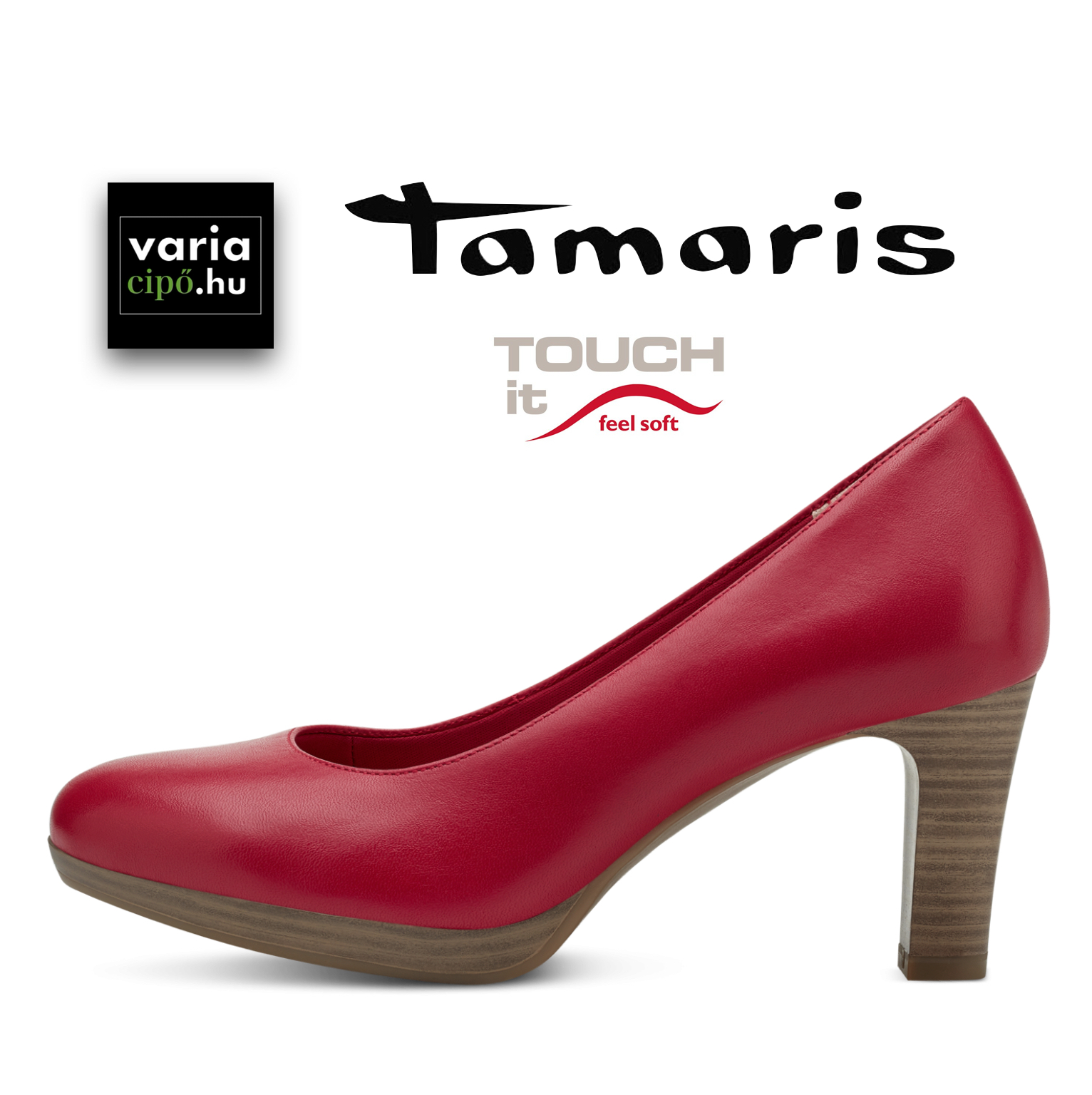 Tamaris magassarkú női félcipő,1-22410-20-533-chili