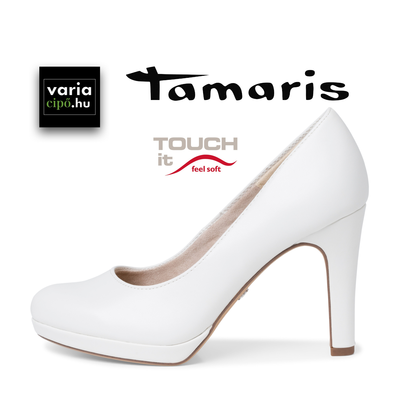 Tamaris platformos alkalmi félcipő, 1-22426-20-140-white-matt