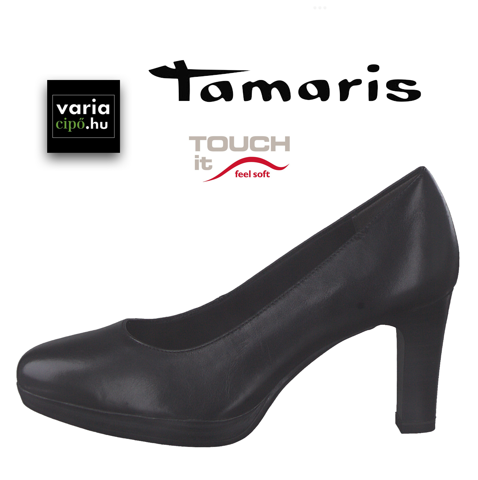 Tamaris magassarkú félcipő,1-22410-20-001-black