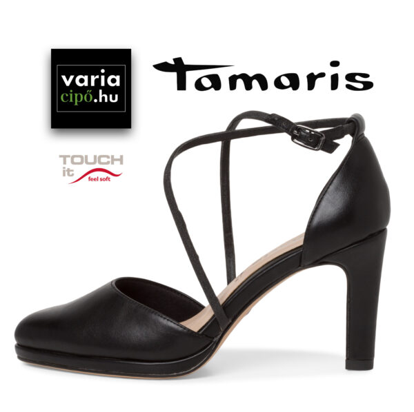 Tamaris fekete magassarkú, 1-24408-20 black pearl