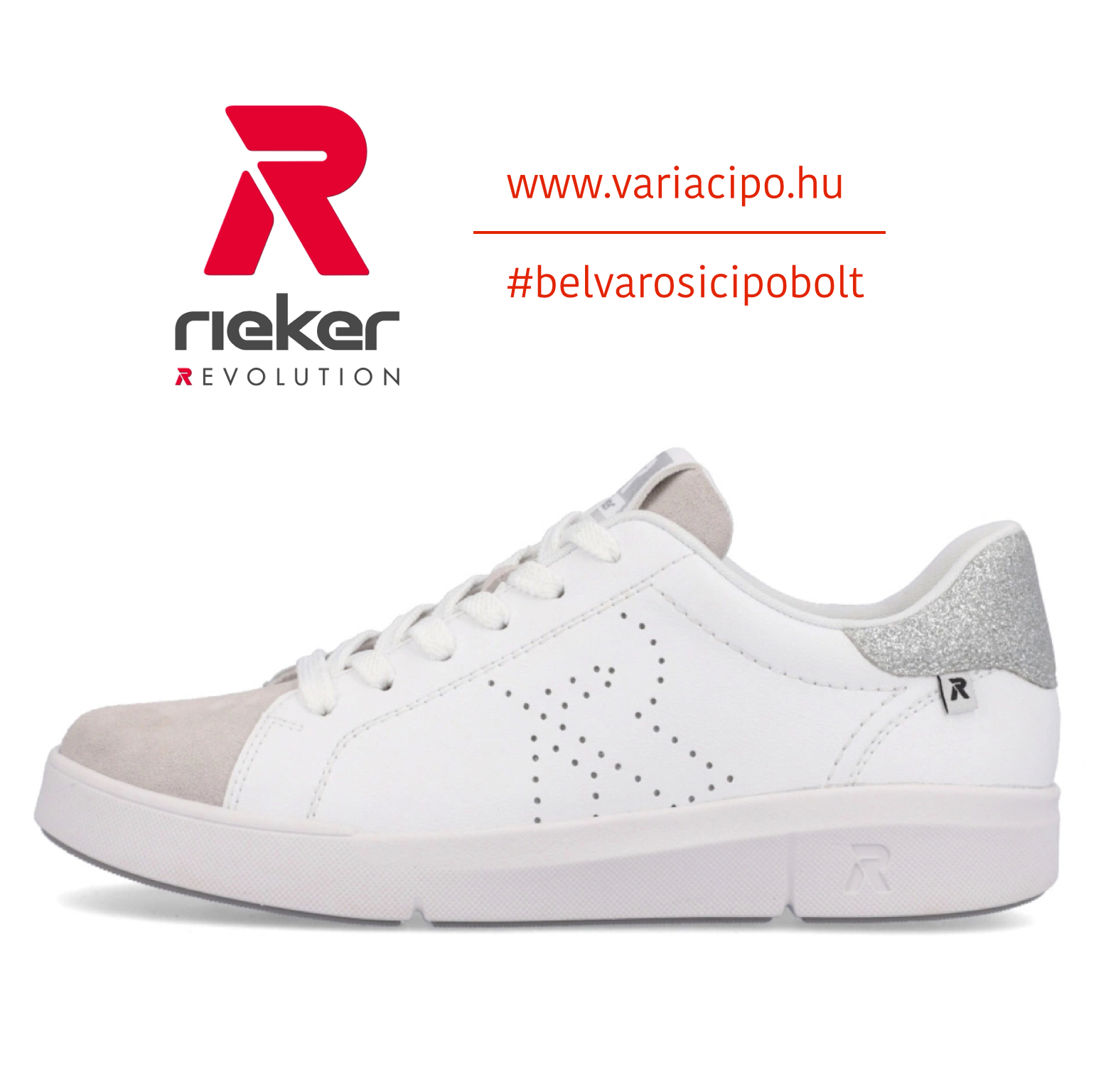 Rieker R-Evolution fehér sneaker, 41900-80 white comb