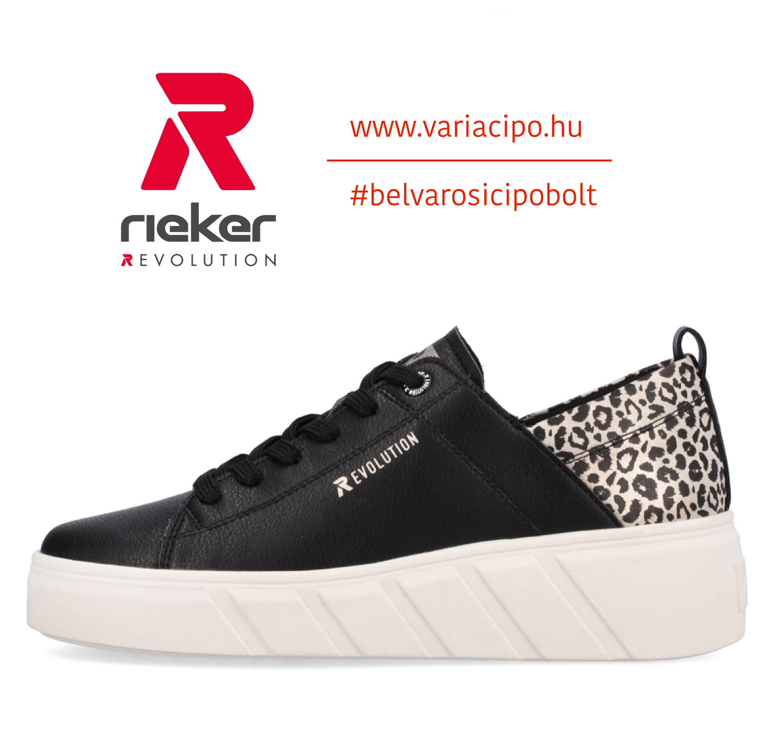 Rieker R-Evolution sportos női cipő, W0502-00 black comb.