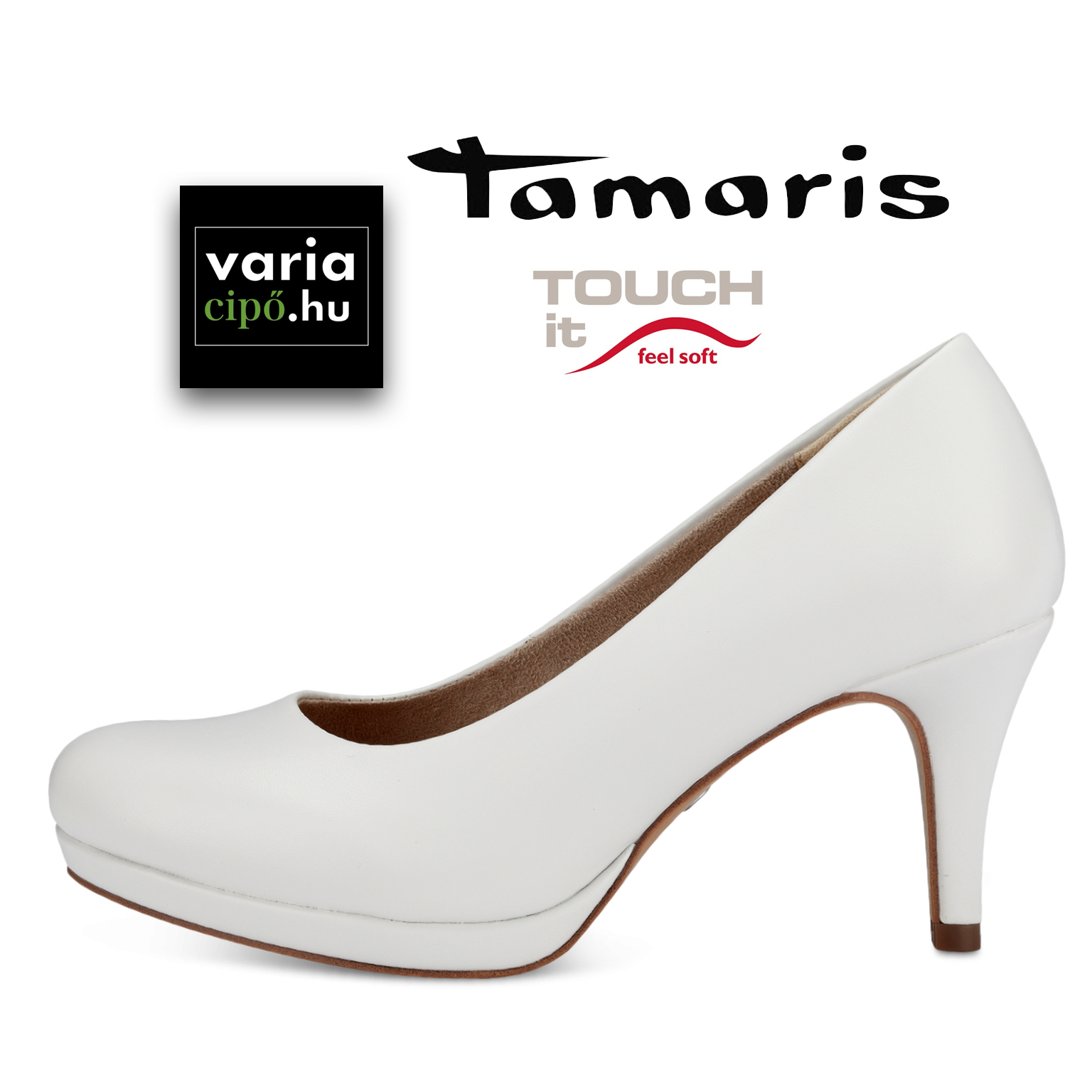 Tamaris fehér magassarkú, 1-22444-20 140 white matt