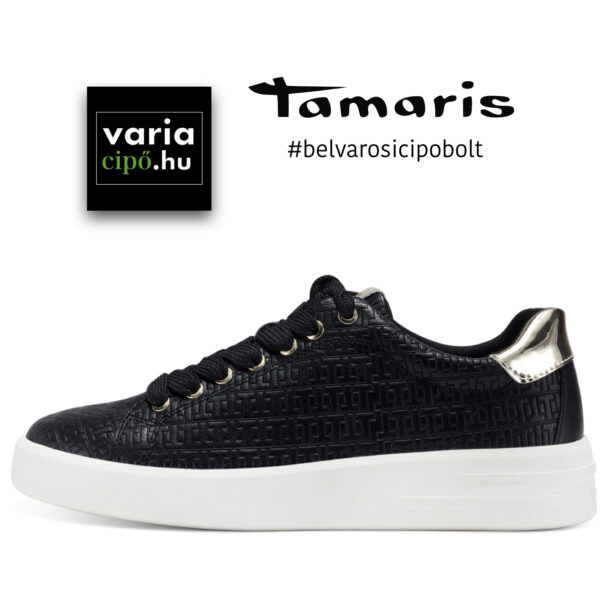 Fekete Tamaris sneaker, 1-23750-20 095 black str./gold