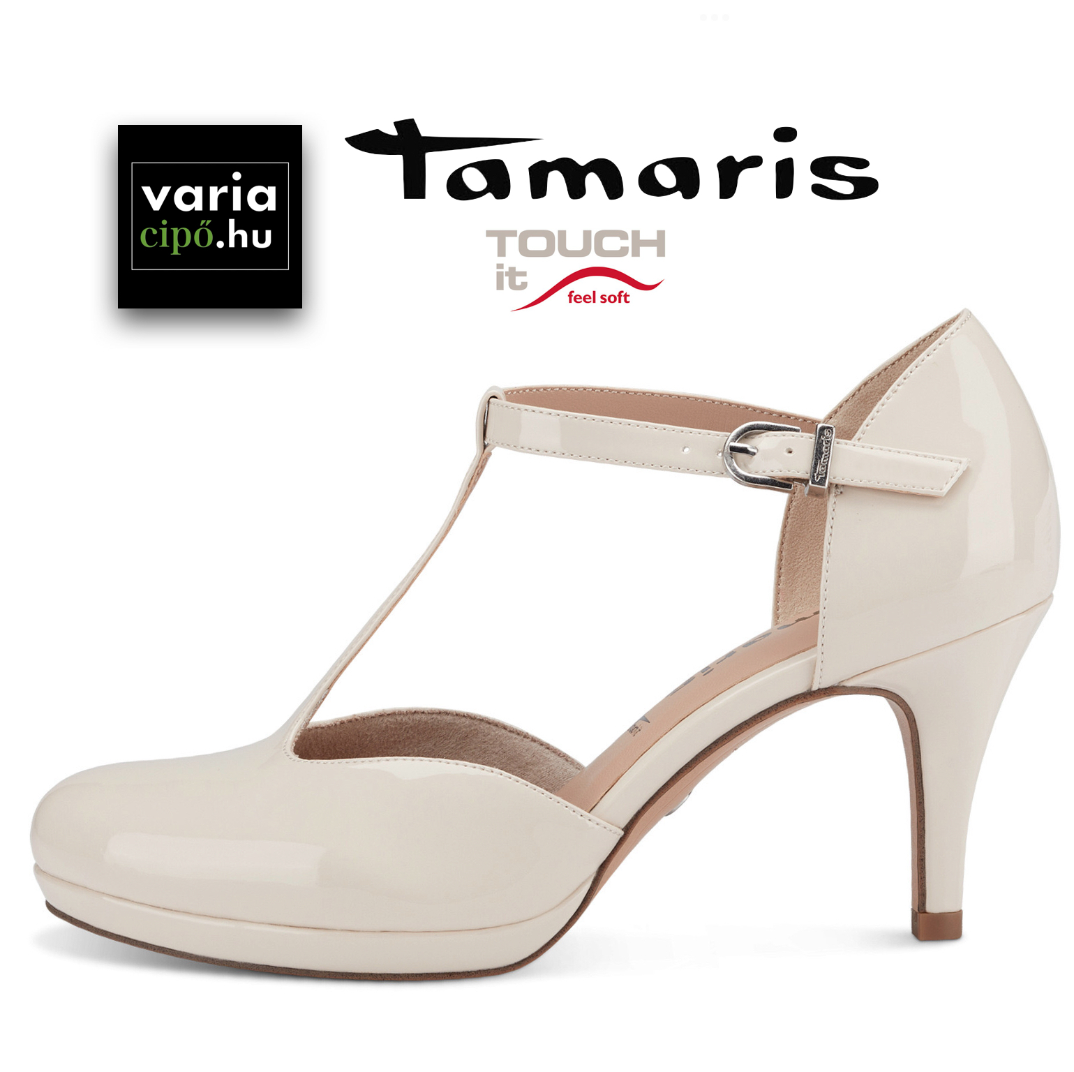 Tamaris lakk alkalmi cipő , 1-24463-20 253 nude patent
