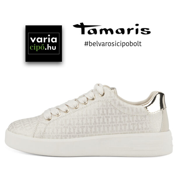 Tamaris női sneaker, 1-23750-421 498 ivory metallic