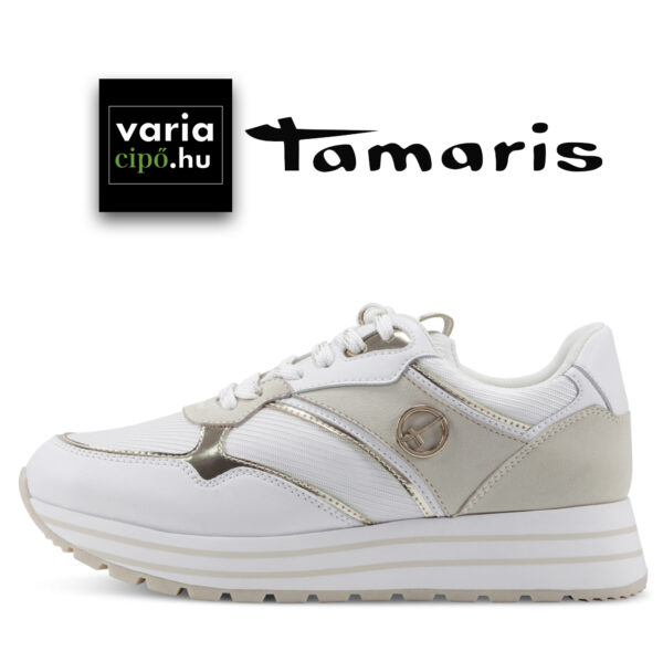 Tamaris fehér sportcipő, 1-23706-20 890 white/lt.gold
