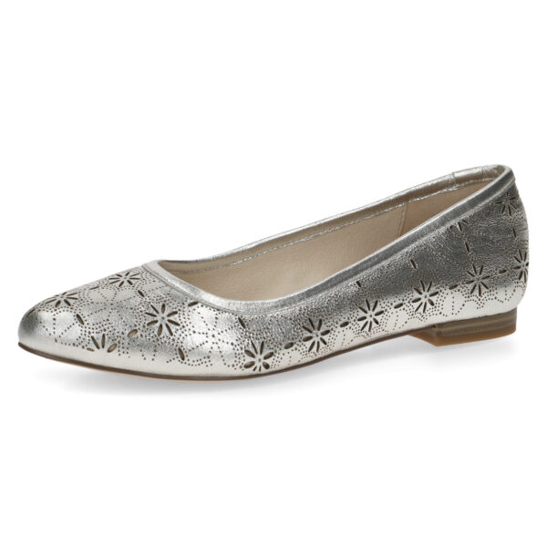 Ezüst Caprice alkalmi cipő, bőr felsőrésszel, 9-22101-20 948 pearl metallic