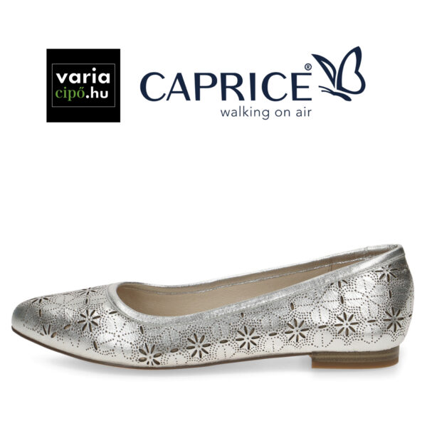 Ezüst Caprice alkalmi cipő, bőr felsőrésszel, 9-22101-20 948 pearl metallic