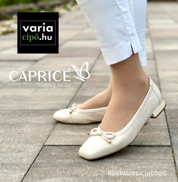 Caprice bőr balerina cipő, 9-22104-20 140 cream perlato