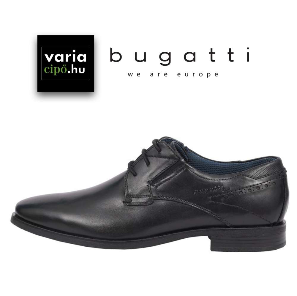 Bugatti fekete alkalmi bőrcipő, 311-25101-1000 1000 black