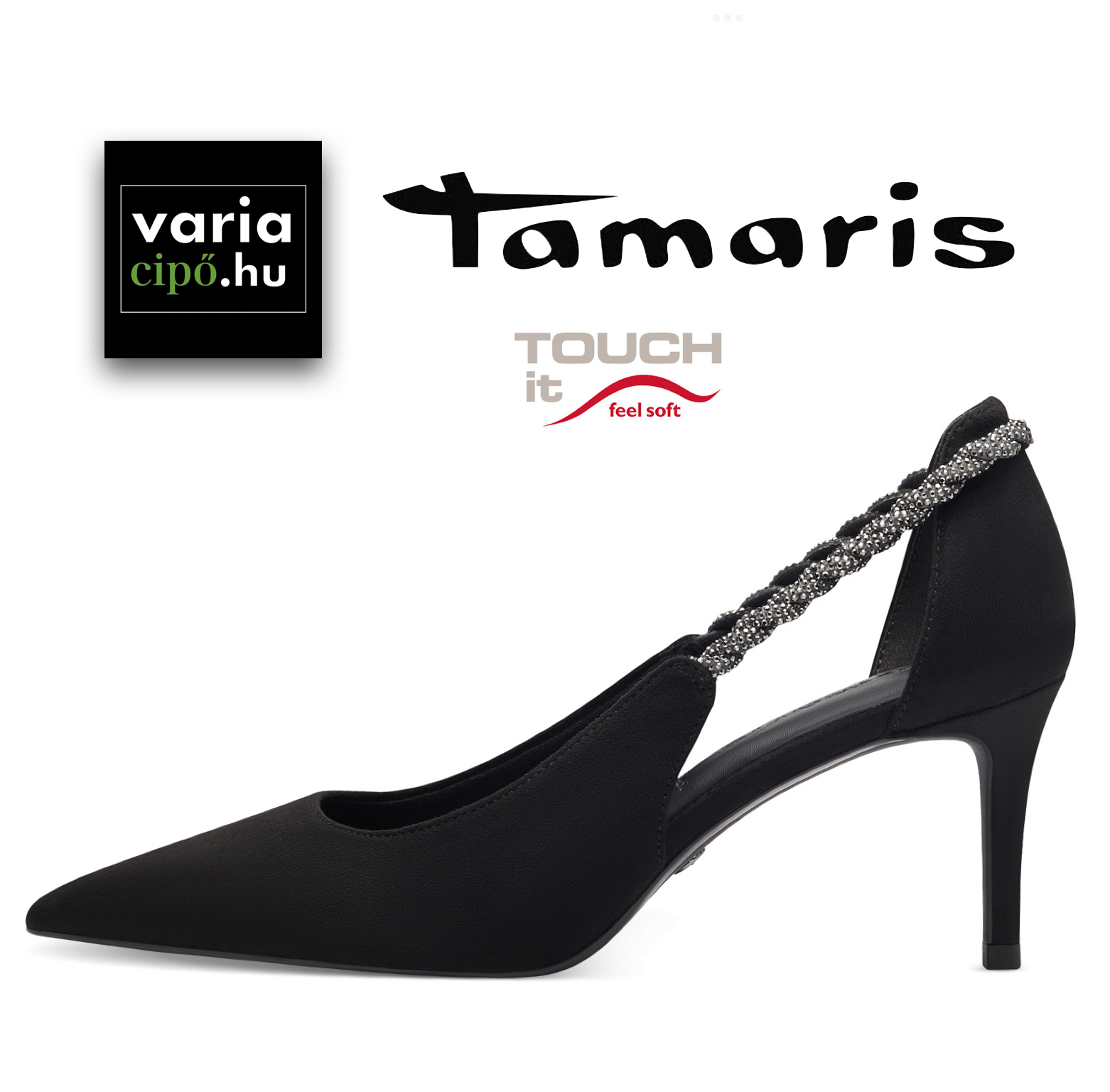 Tamaris fekete nyitott alkalmi, 1-22402-41 001 black 