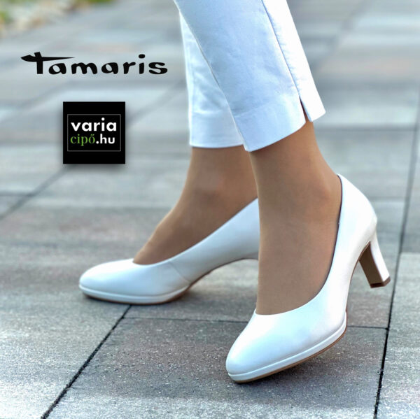 Tamaris  fehér bőr félcipő, 1-22408-41 100 white