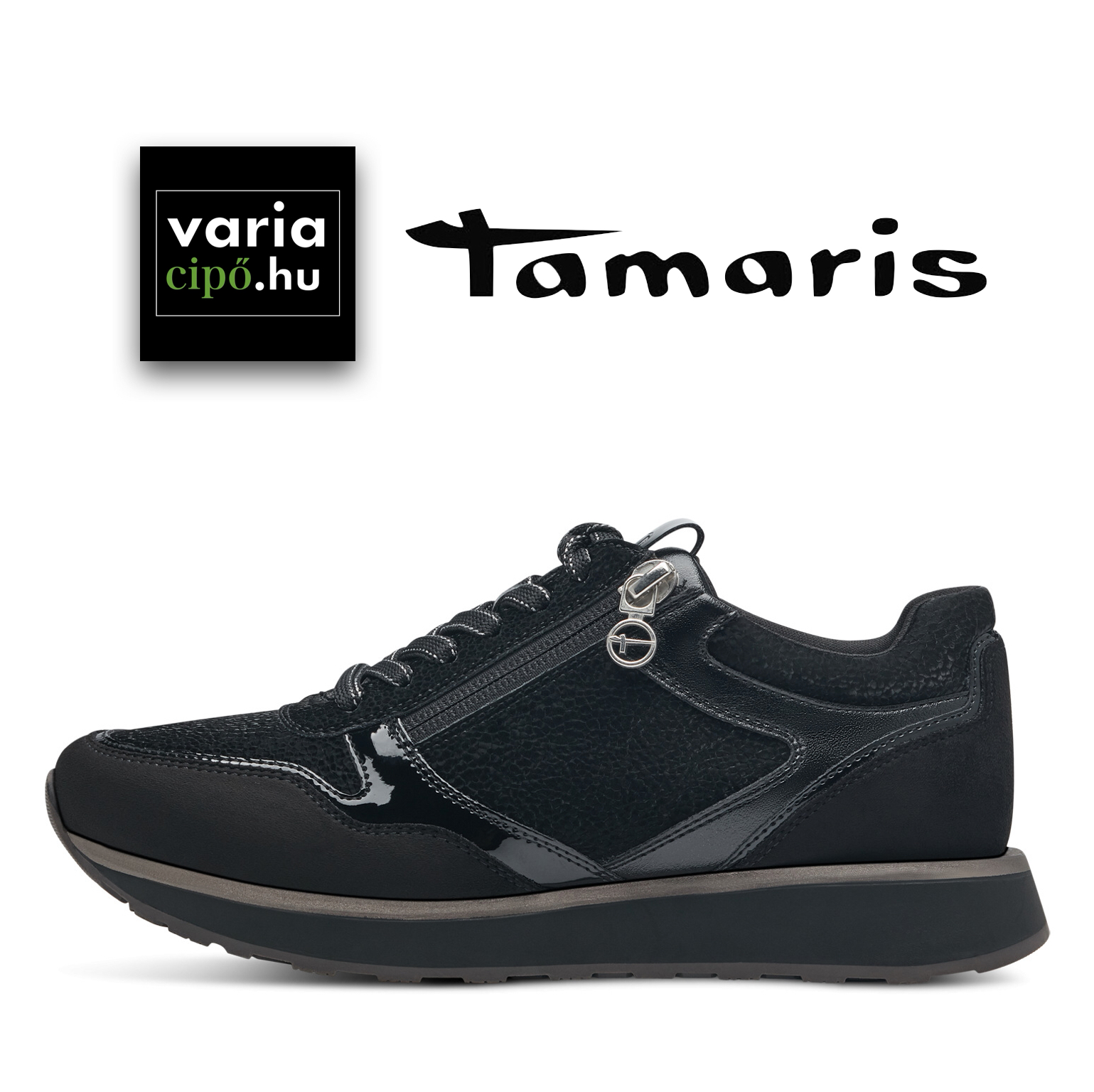 Tamaris sneaker fekete, 1-23603-41 006 black struct.