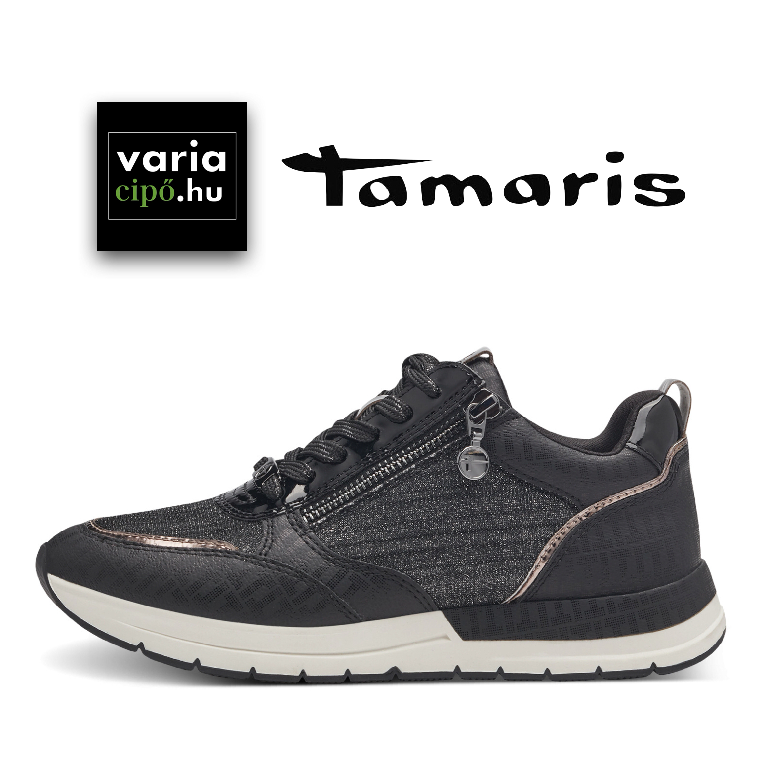 Tamaris fekete sportcipő, 1-23732-41 049 black/pewter