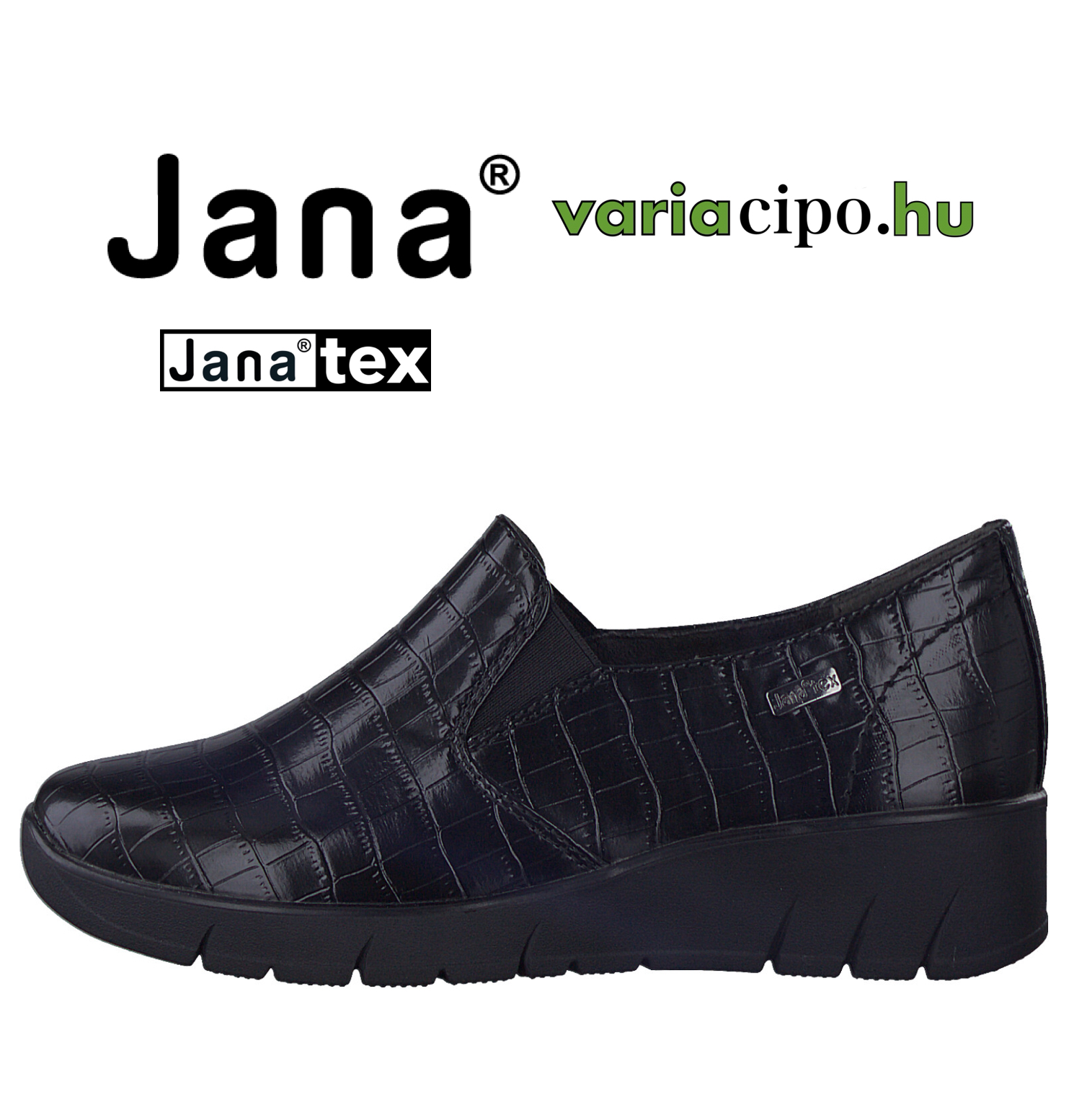 Jana Tex félcipő croco, 8-24662-41 091 black croco