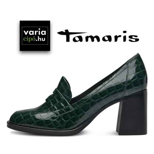Tamaris zöld lakk magassarkú, 1-24438-41 736 green croco