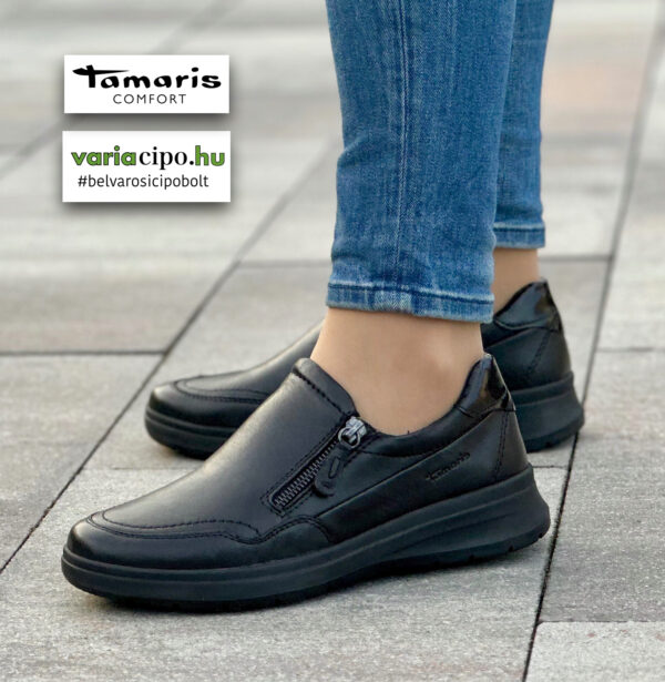 Tamaris Comfort cipzáros félcipő, 8-84701-41 022 black nappa