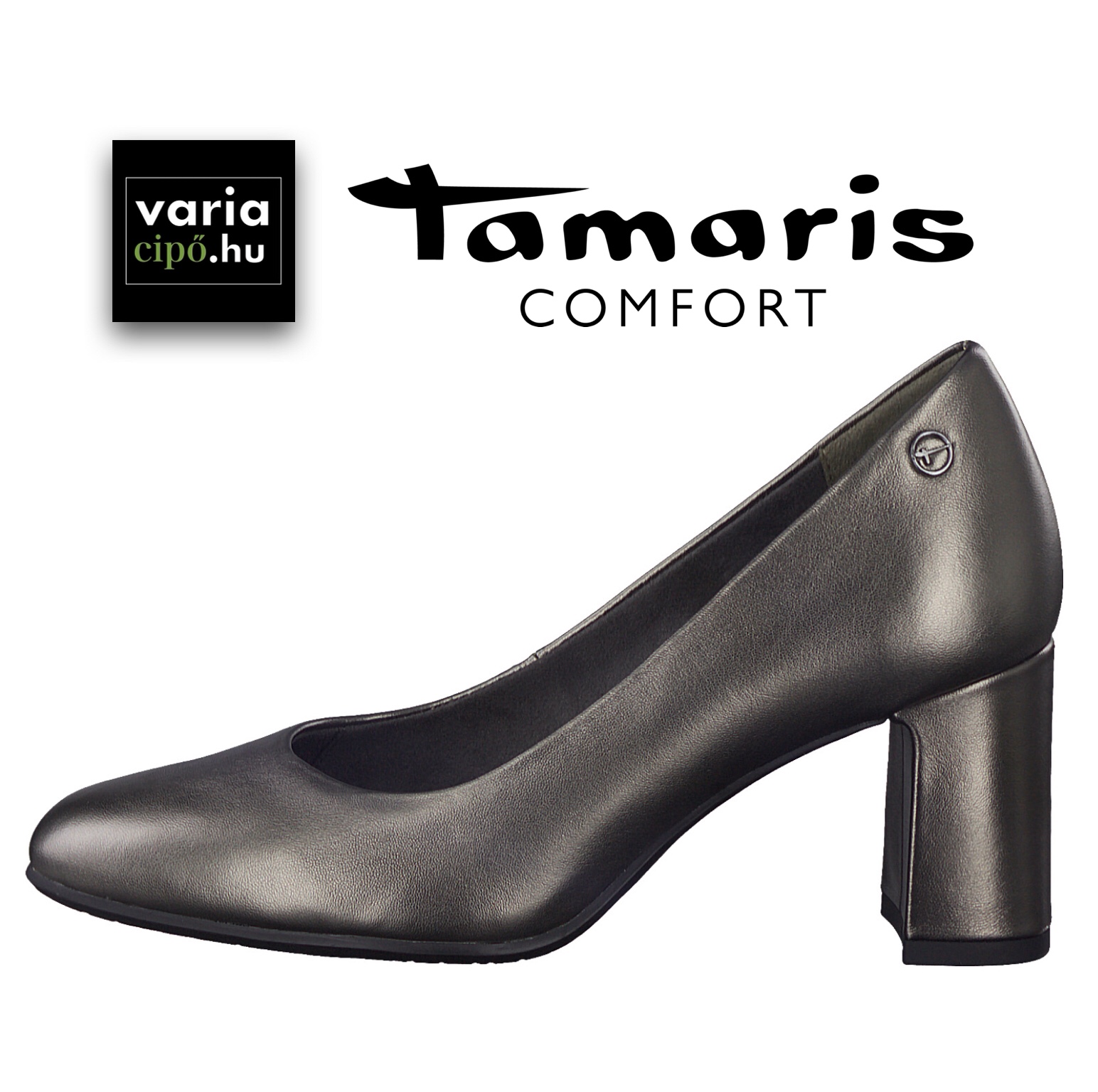 Tamaris Comfort bőr magassarkú, 8-82404-41 915 pewter