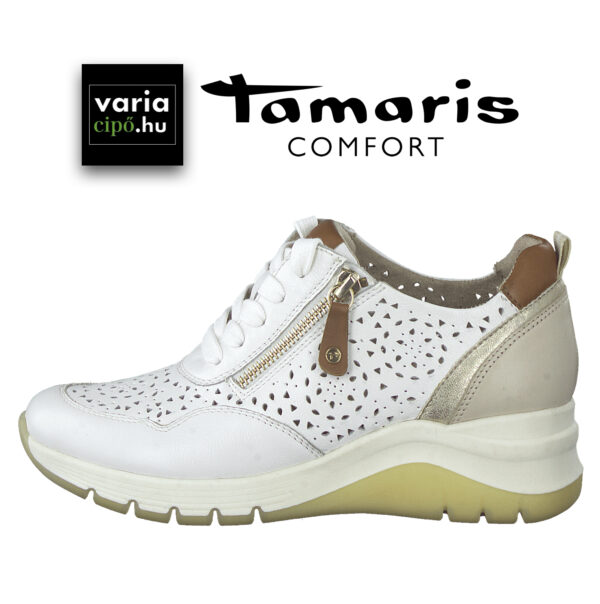 Tamaris Comfort nyári cipő, 8-83714-20 136 white/cognac