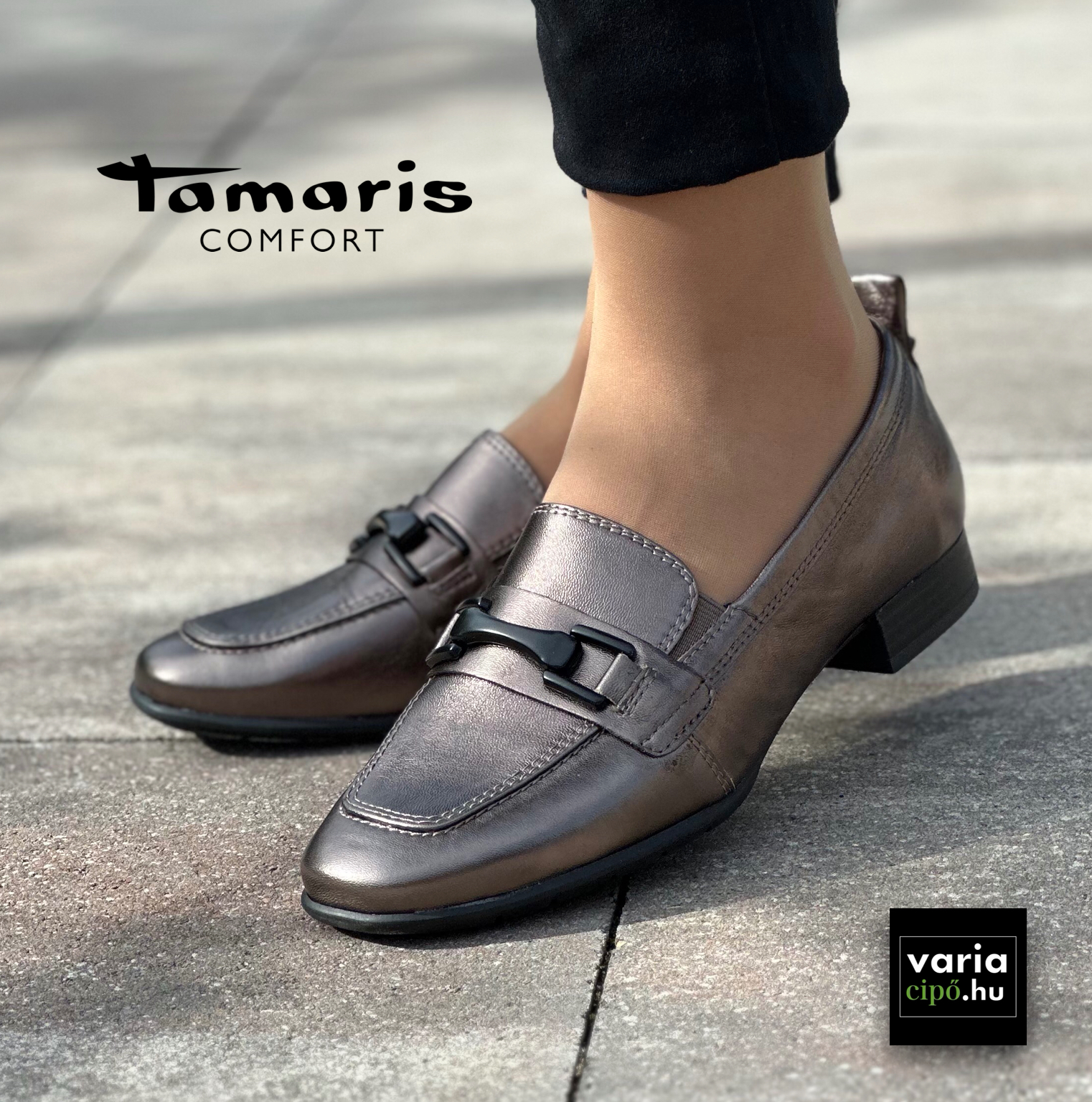 Bőr Tamaris Comfort  loafer, 8-84205-41 915 pewter