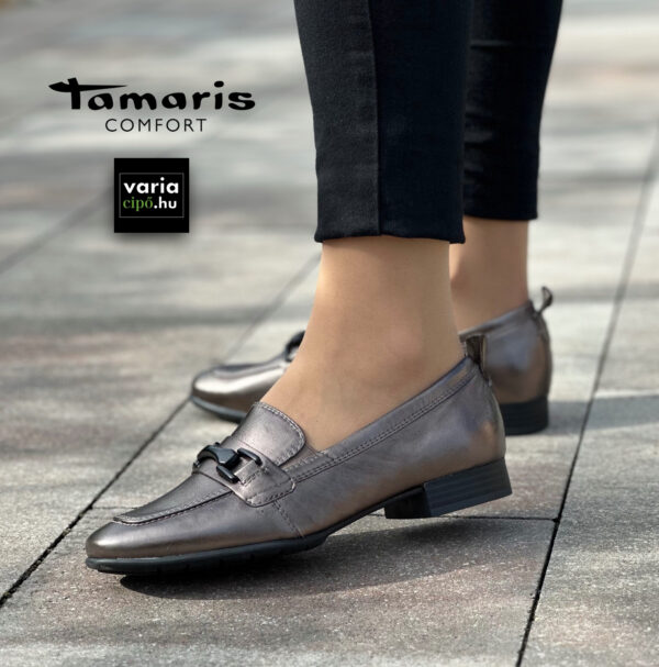 Bőr Tamaris Comfort  loafer, 8-84205-41 915 pewter