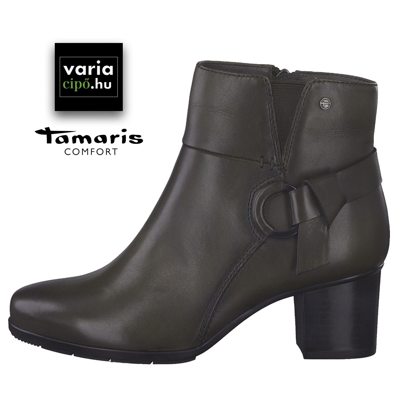Tamaris Comfort bőr bokacsizma, 8-85303-29 707 khaki