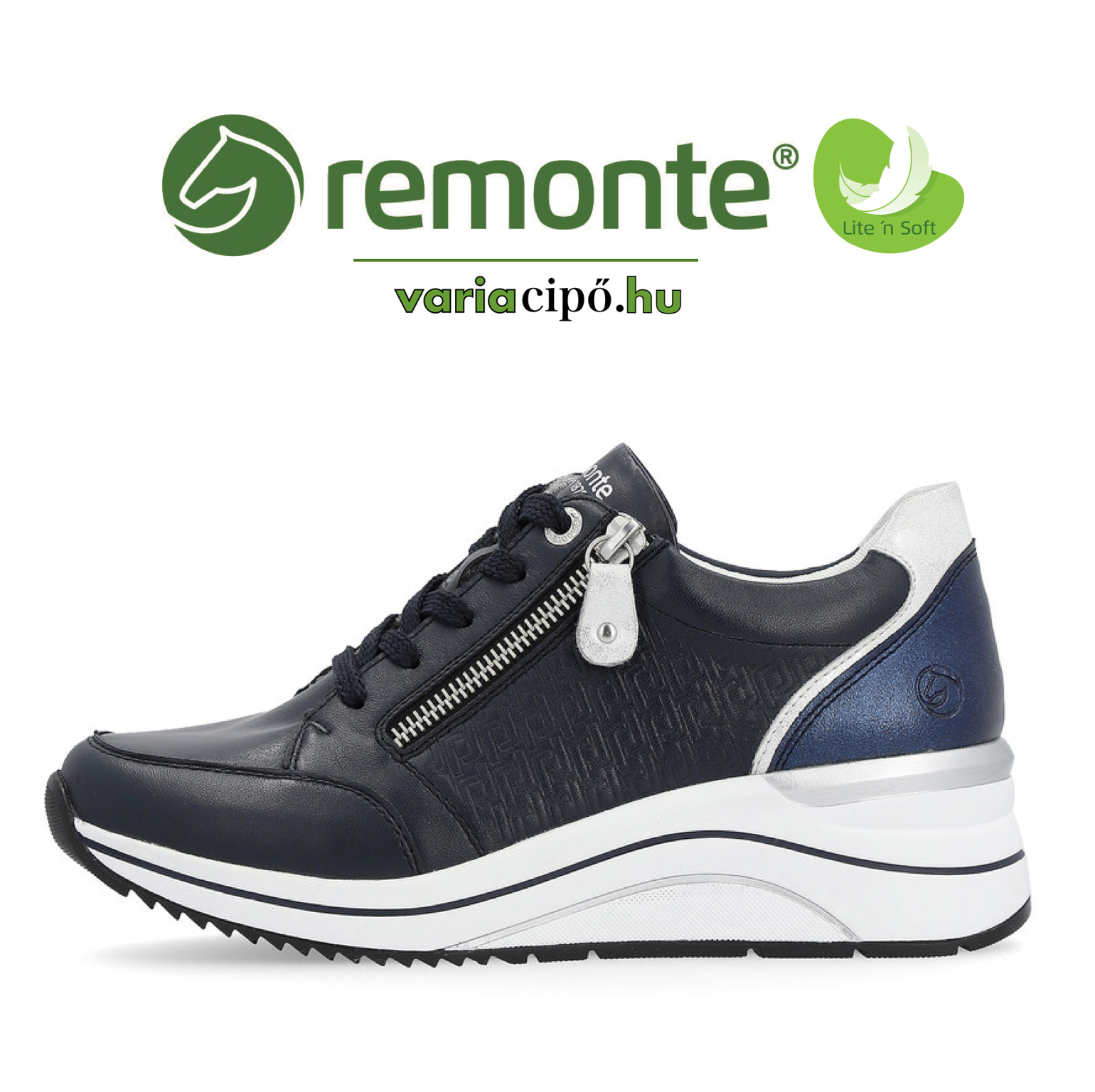 Emelt sarkú Remonte sportcipő, D0T03-14 blue