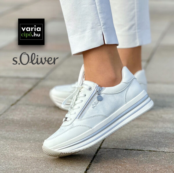 S.Oliver platformos sportcipő, 5-23649-42 110 white comb