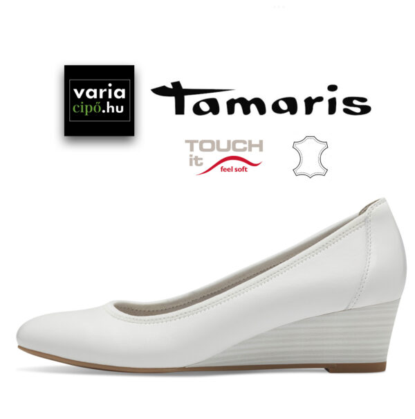 Tamaris bőr éktalpú fehér, 1-22320 117 white leather