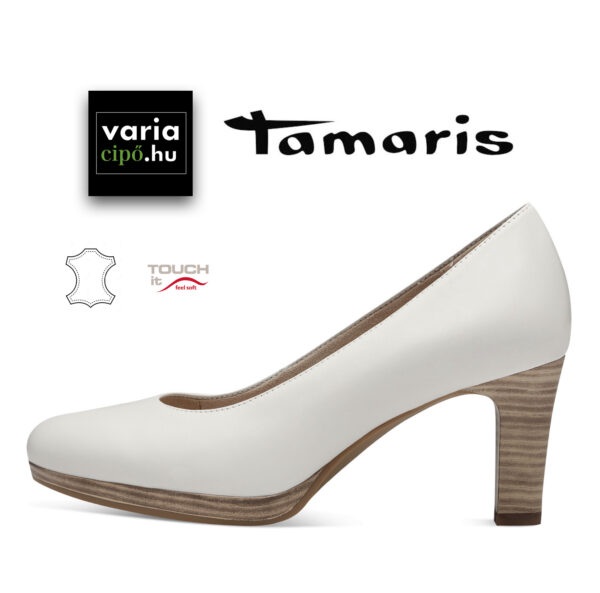 Tamaris bőr félcipő fehér, 1-22410 100 white