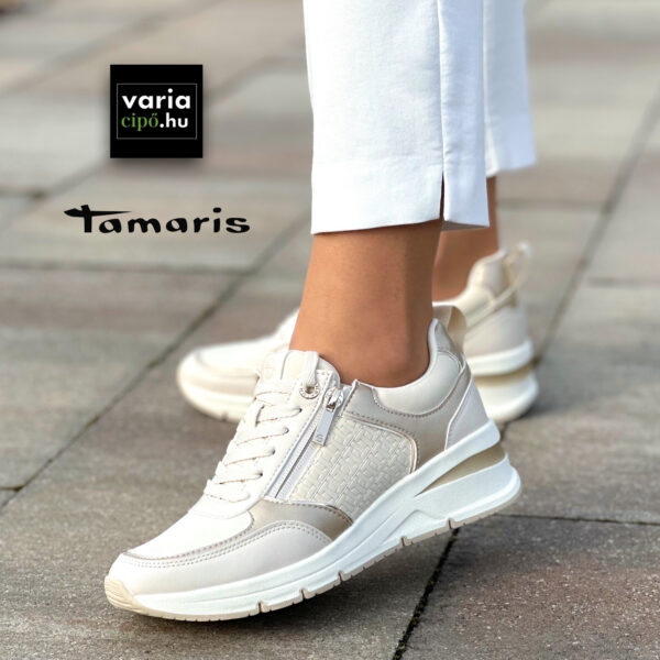 Tamaris emelt sarkú sportcipő, 1-23721-42 430 ivory comb.