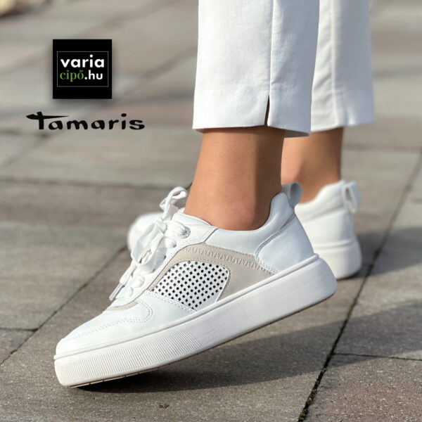 Tamaris bőr sportcipő, 1-23735-42 197 white comb
