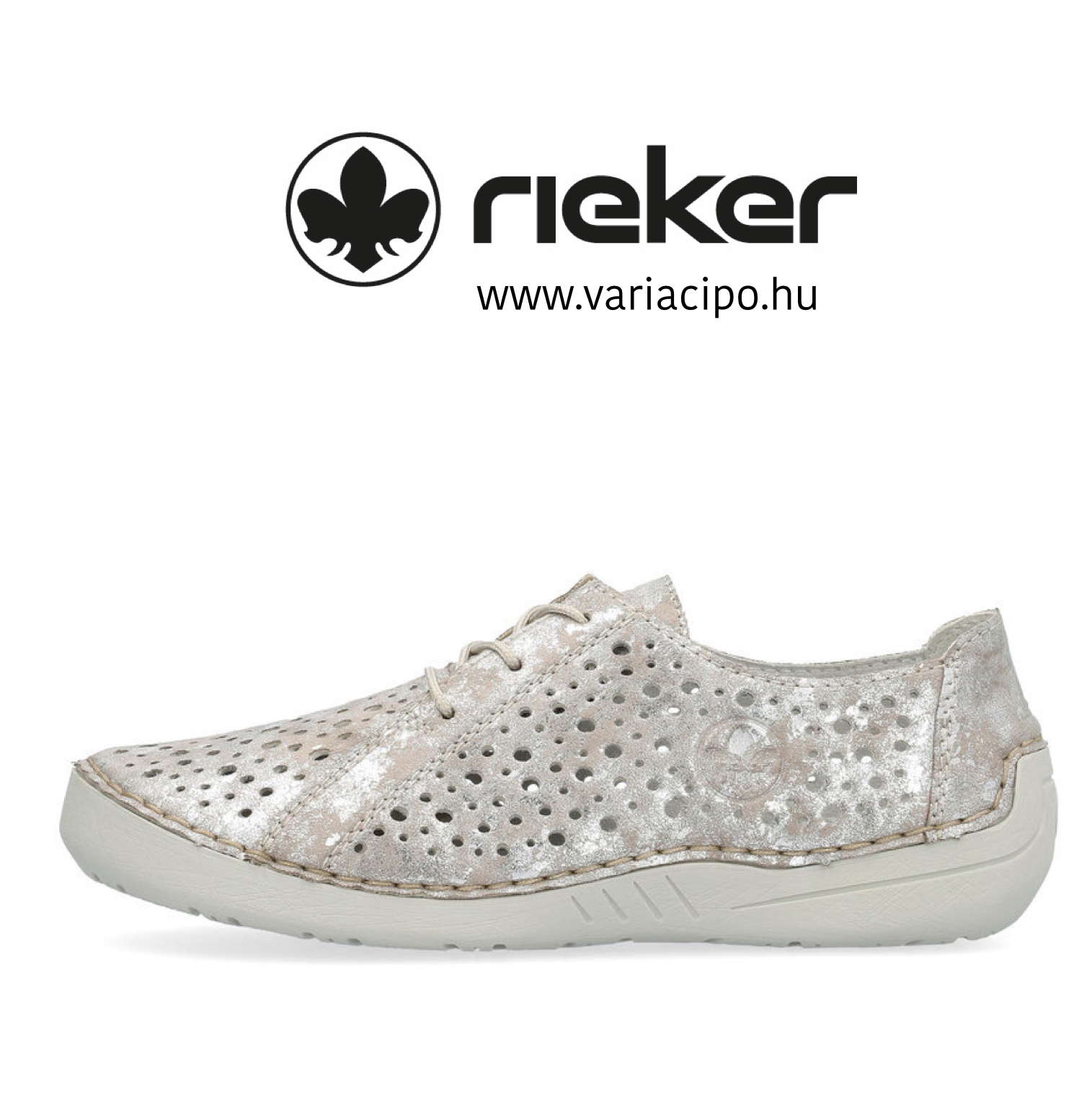 Fűzős Rieker nyári cipő, 52534-90 metallic
