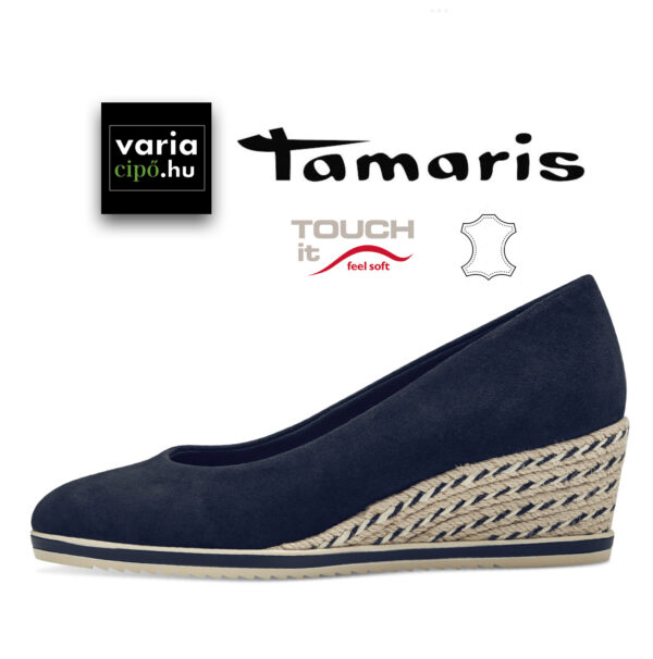 Tamaris éktalpú bőrcipő, 1-22303 805 navy