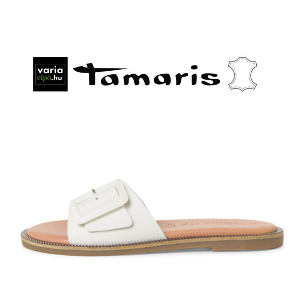 Fehér Tamaris bőr papucs, 1-27105-42 117 white