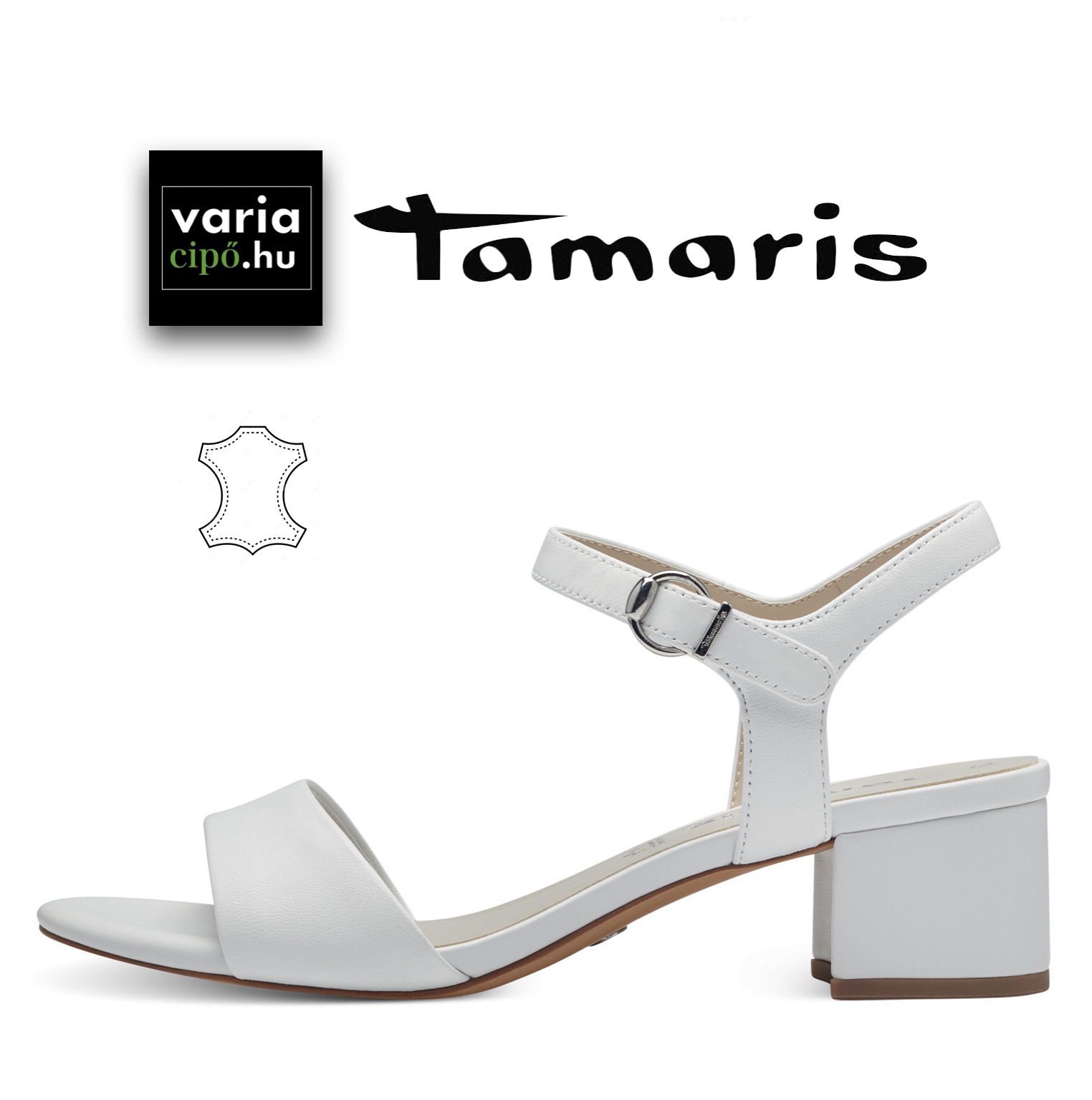 Tamaris fehér bőr szandál, 1-28250-42 100 white