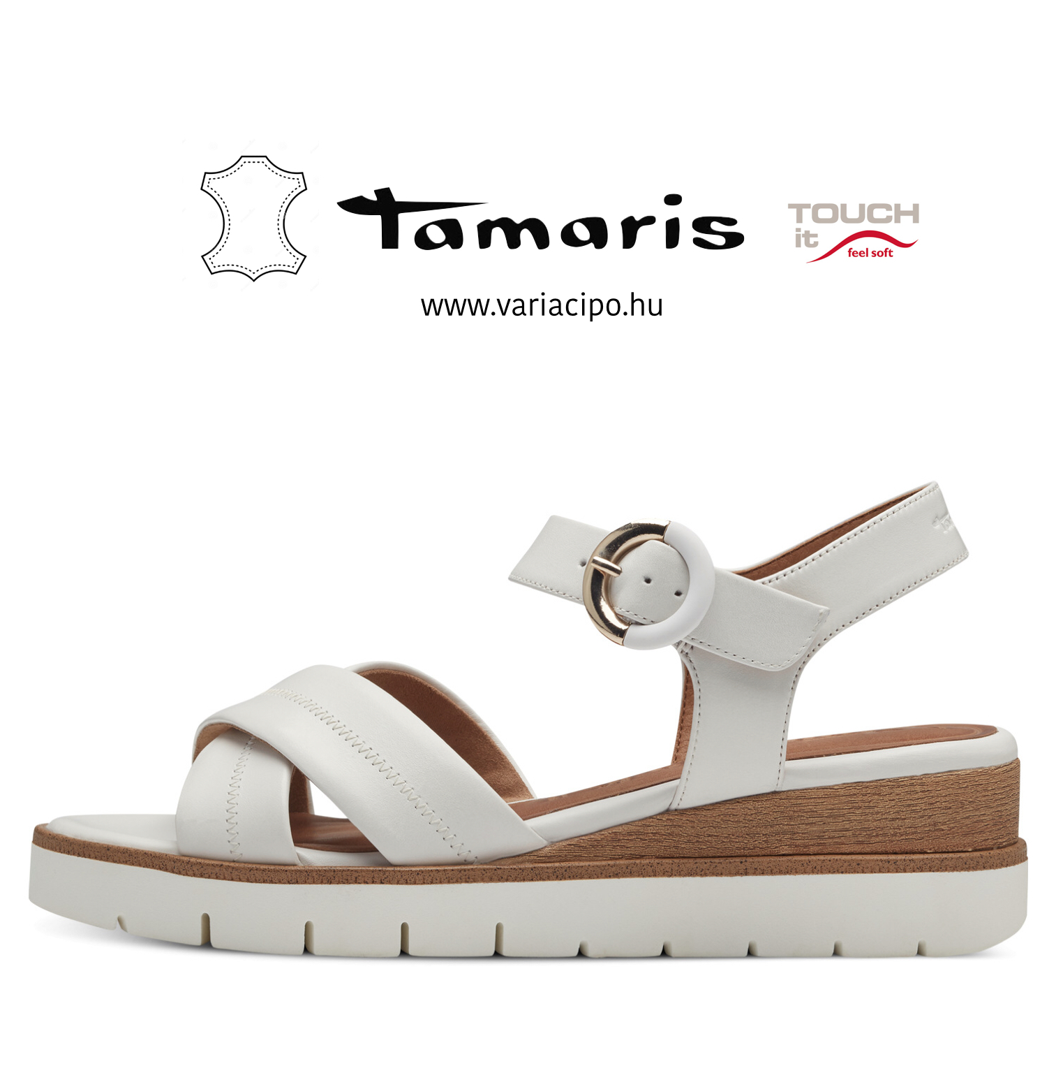Tamaris bőr szandál fehér, 1-28202-42 117 white leather