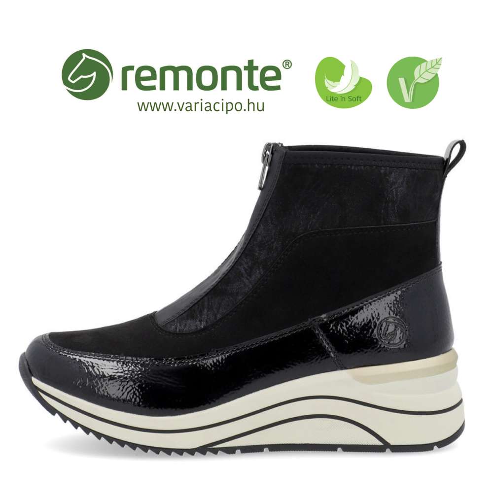 Cipzáros Remonte bokacsizma, D0T71-01 black