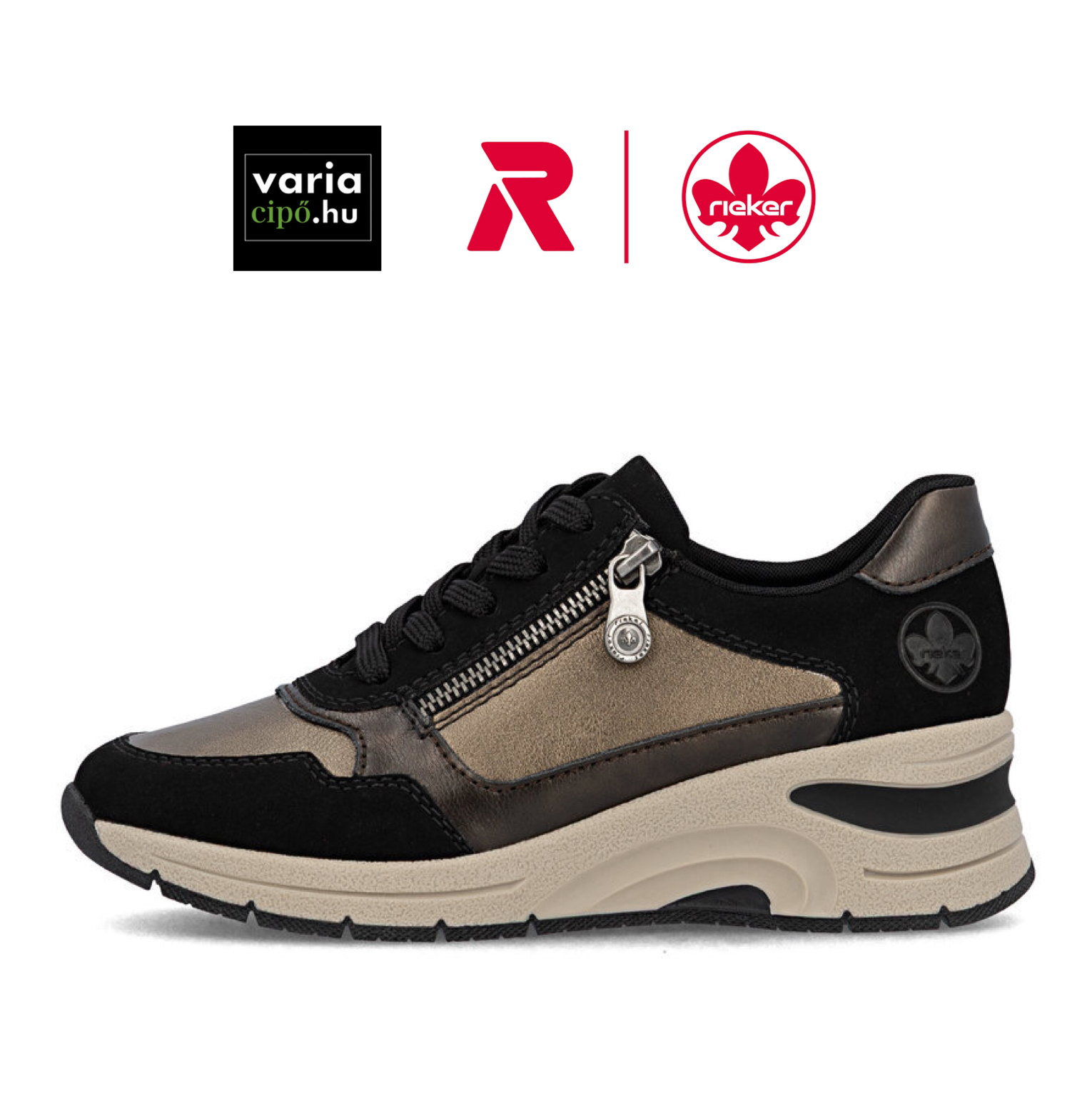Rieker bronz sportcipő, N9301-91 black/bronz
