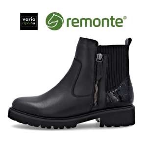 REMONTE fekete bőr bokacsizma