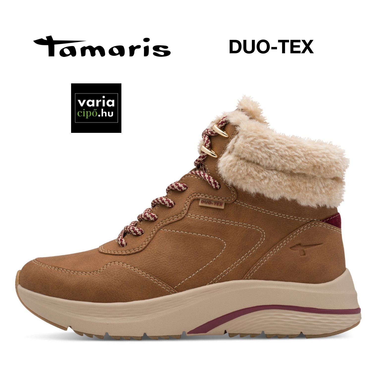 Tamaris bundás bakancs barna, 1-26278-45 305 cognac