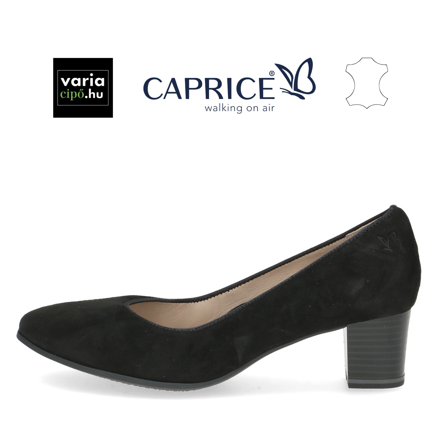 Caprice fekete pumps, 9-22301-43 004 black suede
