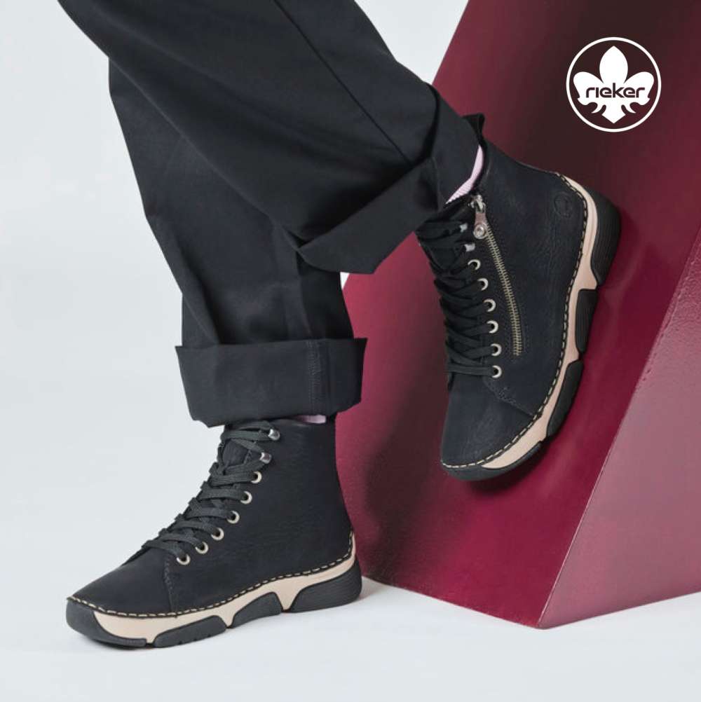 Rieker fekete sportos bokacipő, 45920-01 black