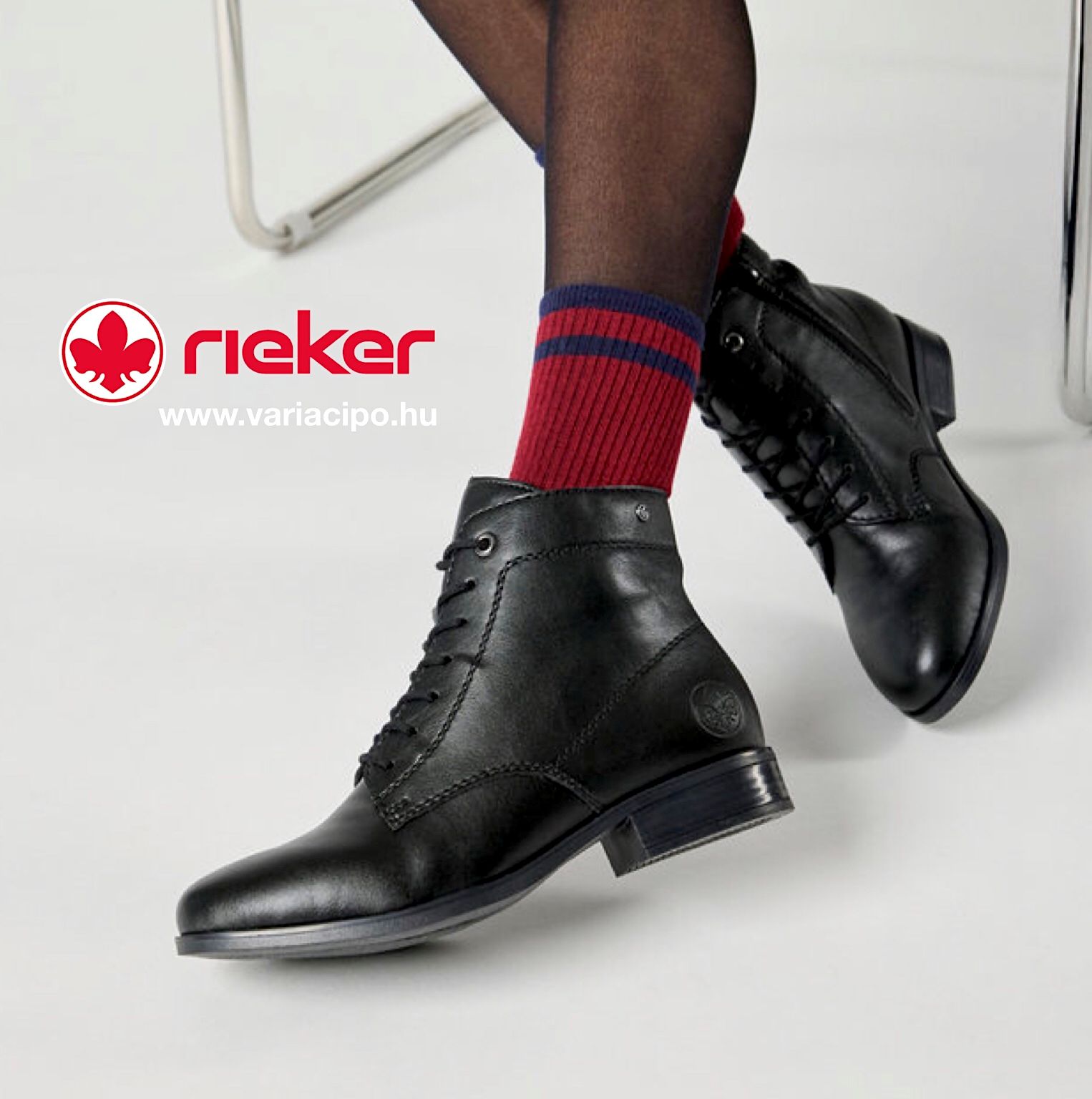 Rieker fűzős bokacipő, 77030-00 black