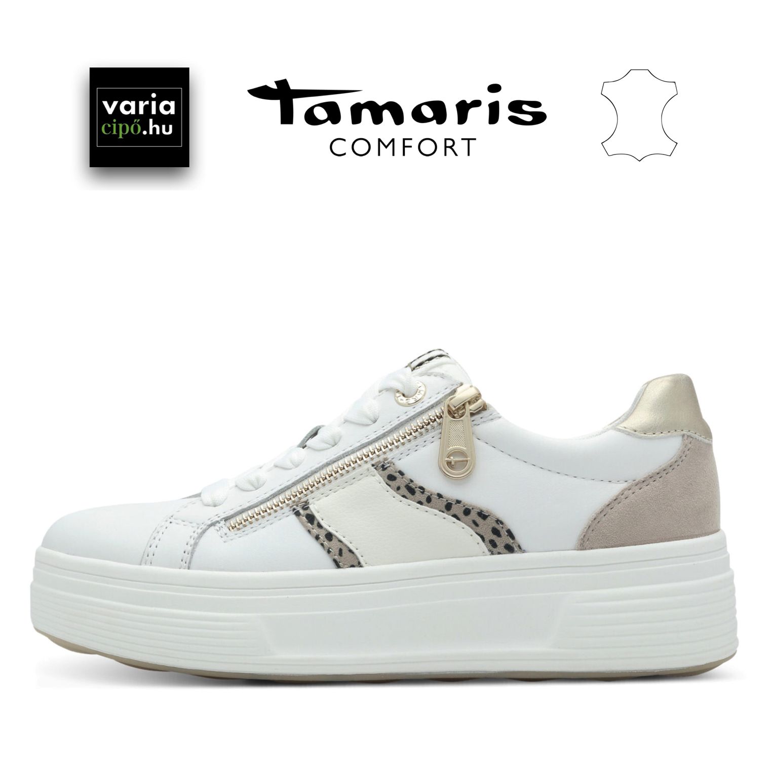 Tamaris Comfort beige sneaker, 8-83716-44 490 beige comb